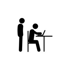Poster - a man behind the laptop icon. Simple glyph, flat vector of People icons for UI and UX, website or mobile application