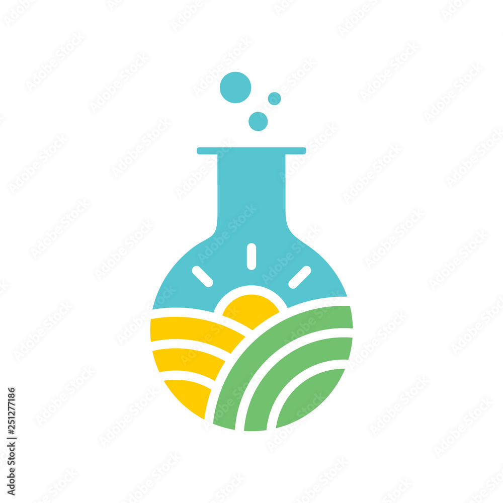 farm agriculture in laboratory glassware logo icon vector template ...