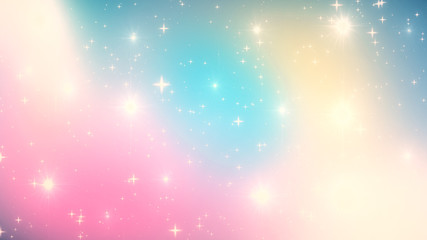 Wall Mural - holographic abstract kawaii universe princess colors fantasy pastel fairy rainbow stars and blurs ba
