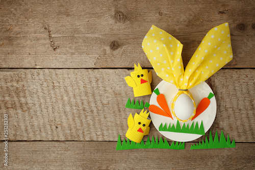 Easter Decorations Children Table Easter Bunny Holding A Napkin