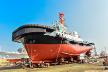 Shipyard Wharf Maintenance Equipment And Various Vessels Under Maintenance