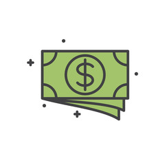 Fototapete - Cash dollar line icon on white background for graphic and web design, Modern simple vector sign. Internet concept. Trendy symbol for website design web button or mobile app