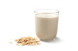 © Pixel-Shot - Glass of tasty oat milk on white background