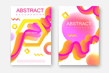 Wall Mural - Creative white backgrounds with pink and orange abstract neon pattern.