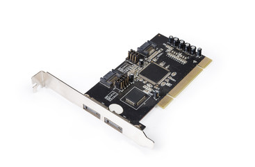 Disk array controller card for PC on a white background