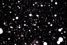 Large Flakes Of Snow Against The Black Sky, Swirling In The Light Of Lantern. - Image