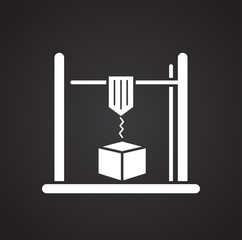 Poster - 3D Printer icon on black background for graphic and web design, Modern simple vector sign. Internet concept. Trendy symbol for website design web button or mobile app