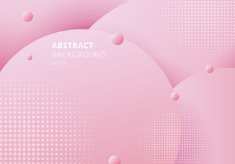 Wall Mural - Abstract 3D liquid fluid circles pink pastels color beautiful background with halftone texture.