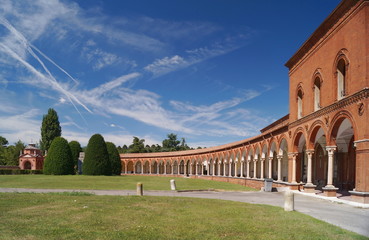 Wall Mural - ancient,architecture,art,artist,building,cemetery,certosa,chapel,charterhouse,christianity,church,city,column,death,europe,exterior,famous,ferrara,grave,graveyard,historic,history,italian,italy,landma