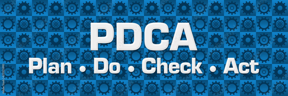 PDCA - Plan Do Check Act Blue Gears Square Texture Stock Illustration ...