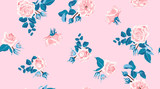 Fototapeta Dziecięca - Floral Roses Pattern in Pastel Colors.