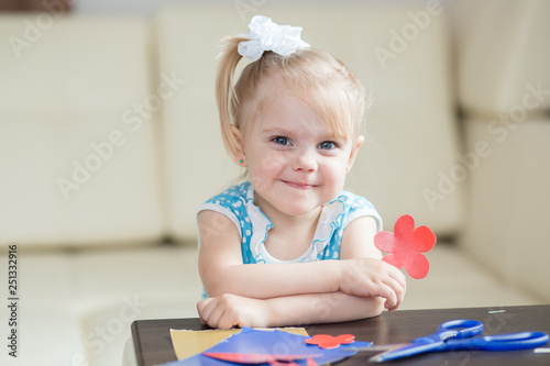 Cute Smiling Baby 3 Years Old Blonde Haired Blue Eyed Shears Out