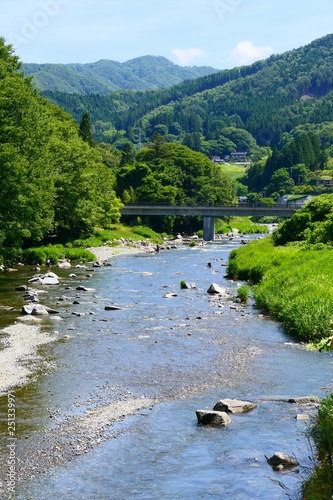 日本の風景 山間地の清流 夏の気仙川 陸前高田 岩手 日本 ７月上旬 Stock Photo Adobe Stock