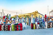 Outdoor Street Selling Of Carpets And Rugs During Greek Feast (GREECE)