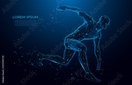 Human body low poly wireframe. Athlete, Running man from triangles, low poly ...