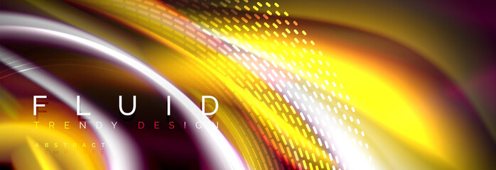 Fluid color neon wave lines background, neon liquid color futuristic paint template
