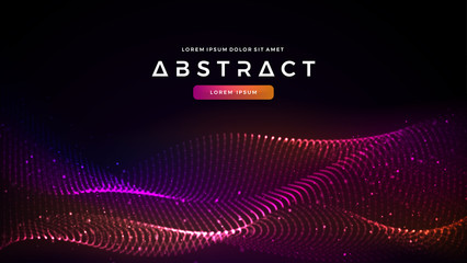 Poster - dynamic abstract liquid flow particles background. shining abstract particle flow background. futuri
