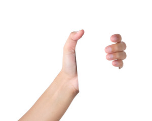 hands holding something isolated with clipping path.