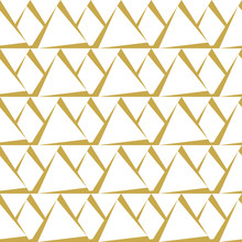 Monochrome Background With Trianglar Shapes. Seamless Abstract Vector Pattern In Gold