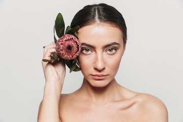 Beauty portrait of a young healthy attractive brunette woman