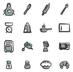 Sticker - Baking or Cooking Icons Freehand 2 Color