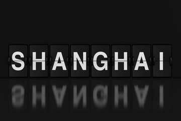 Aufkleber - Mechanical Analog Flip Clock Board with Shanghai Sign. 3d Rendering