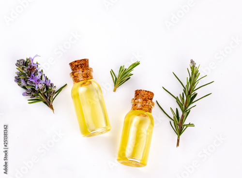 Rosemary essential oil in a small bottle Canvas Print