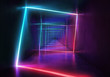 Leinwandbild Motiv Cyberpunk neon electronic style disco background concept.