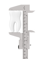 Poster - Metal Vernier Caliper with White Tooth. 3d Rendering