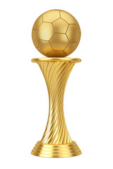 Aufkleber - Football Soccer Award Concept. Golden Award Trophy Football Soccer Ball. 3d Rendering