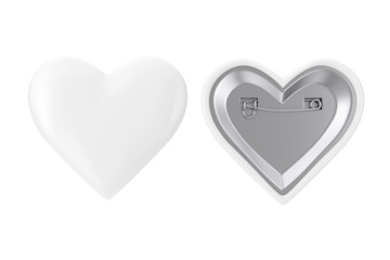 Aufkleber - White Heart Pin Badges. 3d Rendering
