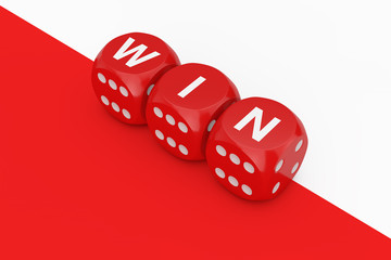 Poster - Red Win Dice Cubes. 3d Rendering