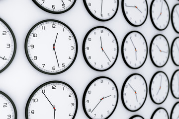 Poster - Set of Clocks with Different World Time. 3d Rendering