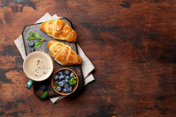 Wall Mural - Coffee and croissants breakfast