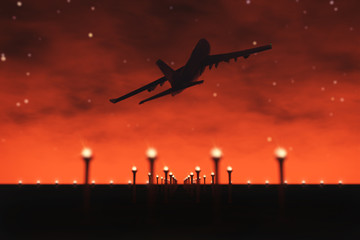 Aufkleber - Passenger Airplane Fly Up over Take Off Runway from Airport