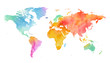 Mehrfarbenaquarell-Weltkarte auf weißem Hintergrund.
