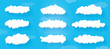 Set of different clouds. Vector sky cartoon illustration.