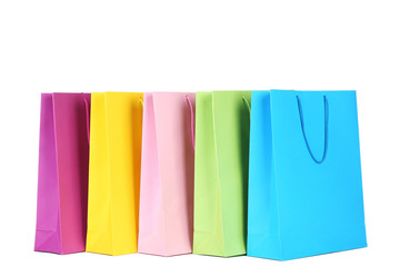 Wall Mural - Colorful shopping bags isolated on white background