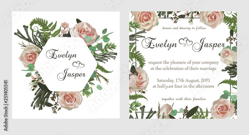 Set For Wedding Invitation Greeting Card Save Date Banner