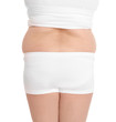 © New Africa - Overweight woman on white background, closeup. Weight loss