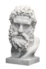 Wall Mural - Bust of the Farnese Hercules. Heracles head sculpture, plaster copy of a marble statue isolated on white. Son of Zeus, the ancient Greek god. Ancient statue of hero