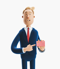 Sticker - 3d illustration. Businessman holding credit card.