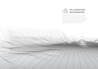 Poster - Abstract background with low poly landscape. The space of the virtual world.