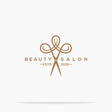 Haircut Salon Logo With Scissor Vector Illustration Design