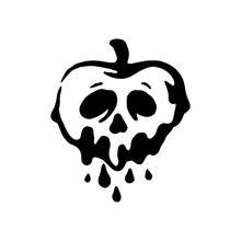Vector Hand Drawn Witch And Magic Item Illustration Poison Apple On White Background.