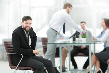 Wall Mural - businessman and business team discussing business issues