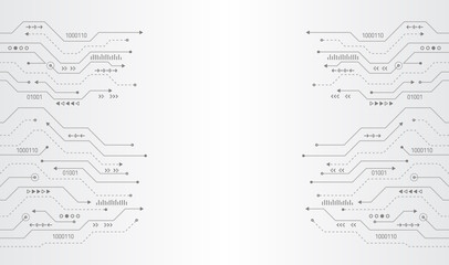 Circuit board texture on the white background. Abstract digital modern concept style. High tech vector illustration