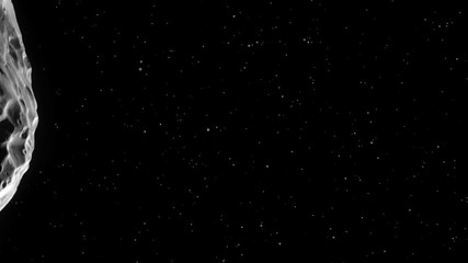 Wall Mural - Rock asteroid flying travel to dark star field infinity cosmic space. Contains public domain image by Nasa