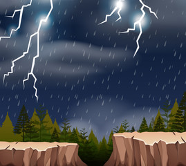 Wall Mural - A thunderstorm night scene