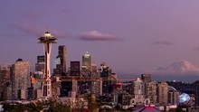Aerial Time Lapse Of Seattle Skyline At Dusk